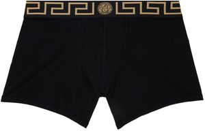 Versace Underwear Black Greca Border Long Boxers