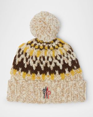 Kid's Rib-Knit Wool-Blend Logo Beanie