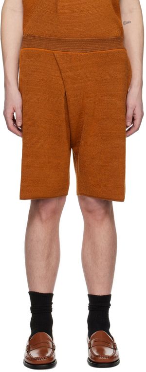 Bianca Saunders Orange Pleat Shorts