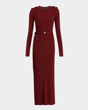 Lauryn Belted Silk-Viscose Knit Maxi Sweater Dress