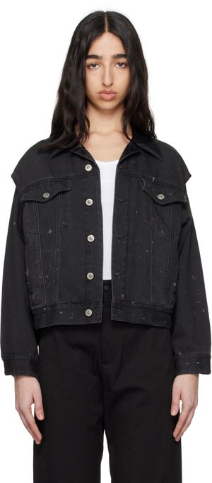 MM6 Maison Margiela Black Splatter Effect Denim Jacket