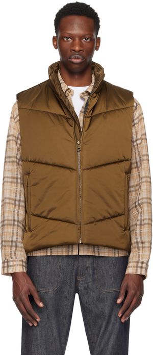 Hugo Brown Water-Repellent Padded Satin Vest
