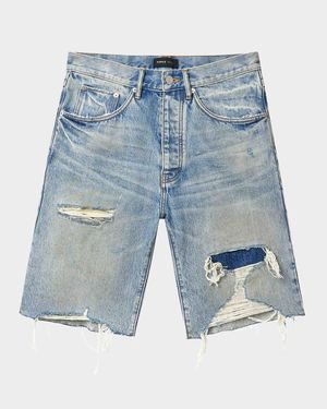 Men's Faros Distressed Cotton Denim Shorts