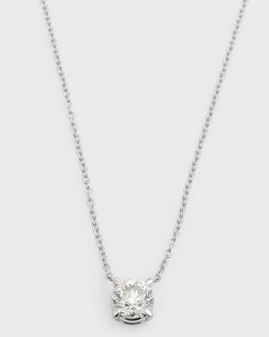 18K White Gold Round Diamond Pendant Necklace, 18"L