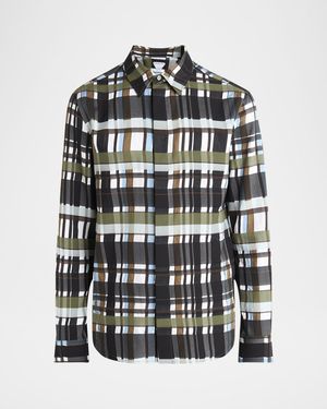 Men's Cotton Jumbo Plaid Casual Button-Down Shirt
