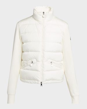 Quilted Nylon Zip-Up Cardigan
