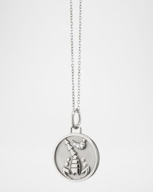 Sterling Silver Scorpio Zodiac Charm Necklace with White Sapphires