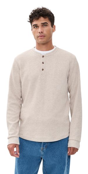 Marine Layer Waffle Henley Oatmeal XXL