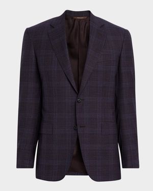 Men's Plaid Wool Notch-Lapel Sport Coat