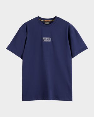 Men's Cotton Relaxed Fit Cross-Stitch Artwork T-Shirt