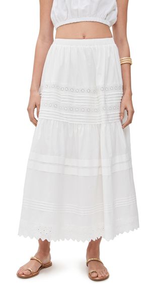 Pixie Market Cotton Eyelet Skirt White L