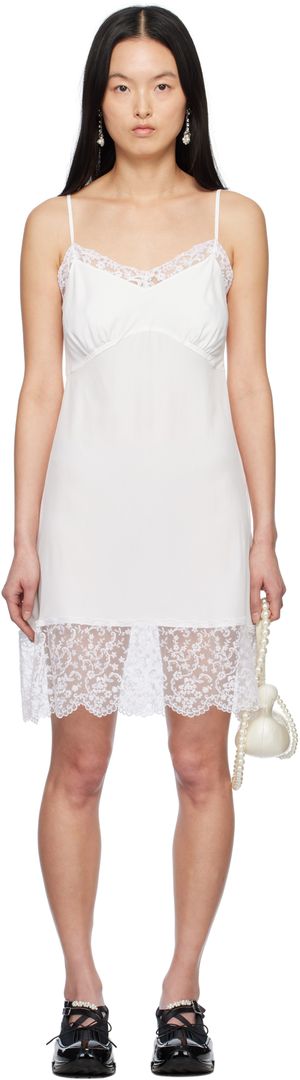 Simone Rocha Robe courte à enfiler blanche à garnitures en dentelle
