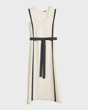 Muguet Contrast-Trim Silk Crepe Midi Dress