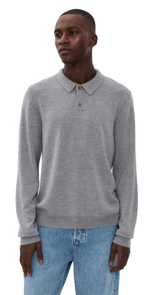 DL1961 Long Sleeve Knit Polo Grey Mélange XL