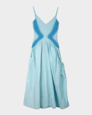 Chili Mixed-Media Midi Dress