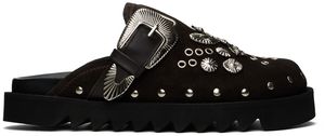 Toga Pulla SSENSE Exclusive Brown Eyelet Metal Sabot Loafers