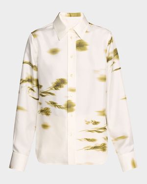 Blossom Flower Silk Twill Blouse