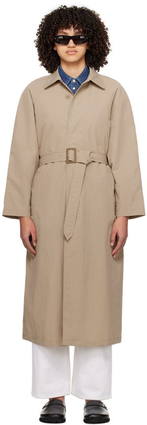 A.P.C. Beige Crinkled Trench Coat