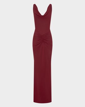 Calia Cutout Cowl-Neck Column Gown