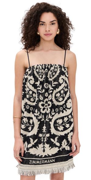 Zimmermann Rhiannon Towel Mini Dress Black/Cream 0