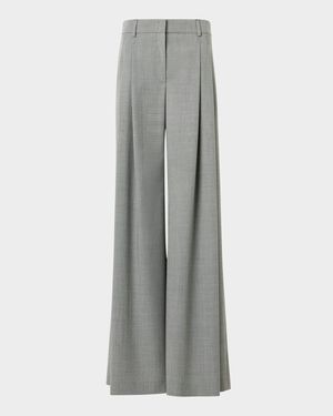 Cassie Pleated Wool Wide-Leg Pants