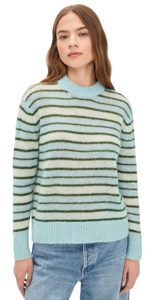 Madewell Oversized Alpaca Pullover Sweater Aqua Multi Stripe L