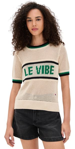 Clare V. Luc Knit Tee Cream w/ Green & Black Le Vibe S