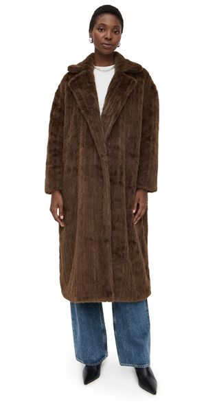 Lioness Moss Faux Fur Jacket Chocolate M