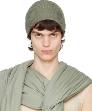 Rick Owens Green Hollywood Ribbed Beanie