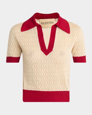 Pointelle Linen-Viscose Sweater