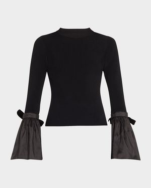Agata Flared-Sleeve Fitted Knit Top