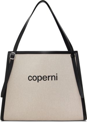Coperni Beige Branded Canvas Belt Tote