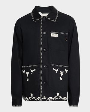 Men's Embroidered Cotton-Blend Worker Jacket