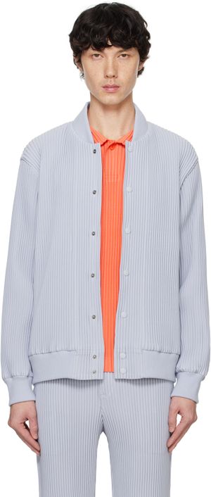 HOMME PLISSÉ ISSEY MIYAKE Blue Kersey Pleats Bomber Jacket