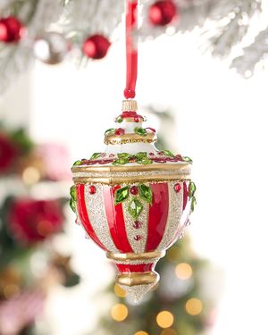 Red and Silver Stripe Christmas Ornament