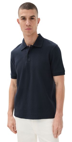 Vince Varigated Texture Polo Coastal Blue S