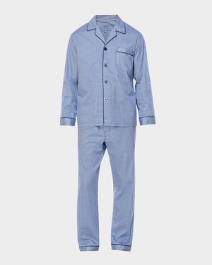Men's Geometric Sateen Long Pajama Set