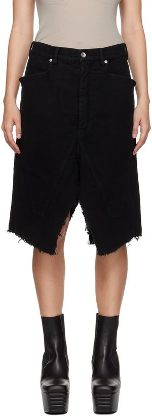 Rick Owens DRKSHDW Black Slivered Midi Skirt