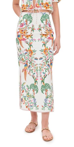 FARM Rio Delicate Forest Midi Skirt Delicate Forest Scarves Off White L