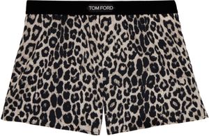 TOM FORD Black & Beige Snow Leopard Silk Boxers
