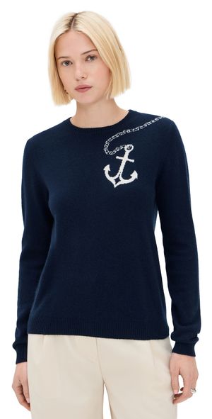 Jumper 1234 Cashmere Anchor Crew Sweater Navy 3