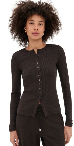 Madewell Joan Crewneck Waffle Top Molasses XL