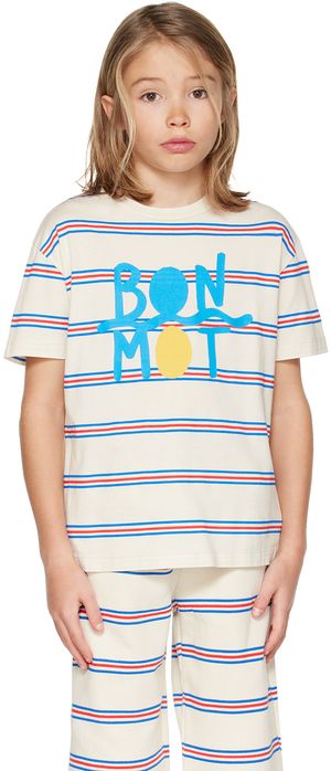 Bonmot Organic Kids Off-White Striped T-Shirt