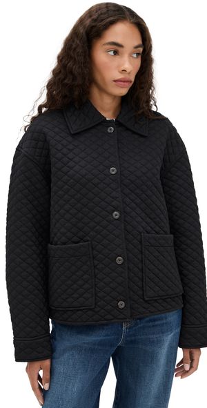 Vince Quilted Collared Jacket Black M