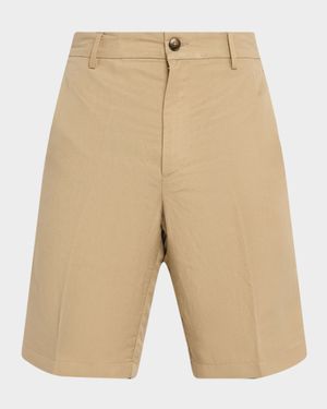 Men's Linen and Silk Flat-Front Bermuda Shorts