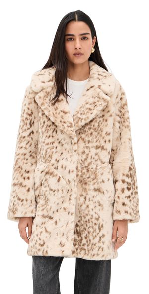 LAMARQUE Linnea Leopard Coat Beige Leopard S