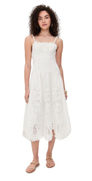 FARM Rio Off White Richilieu Midi Dress Off-White M