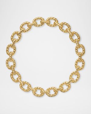 Sculpted Cable Oval Link Necklace in 18K Gold, 18"L