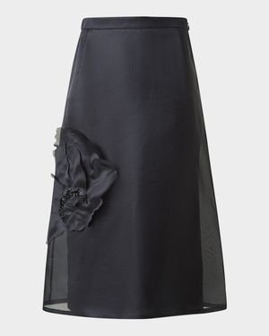 Anemone Corsage Organza Midi Skirt