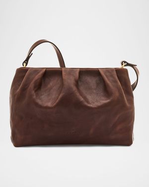 Accademia Pleated Leather Crossbody Bag